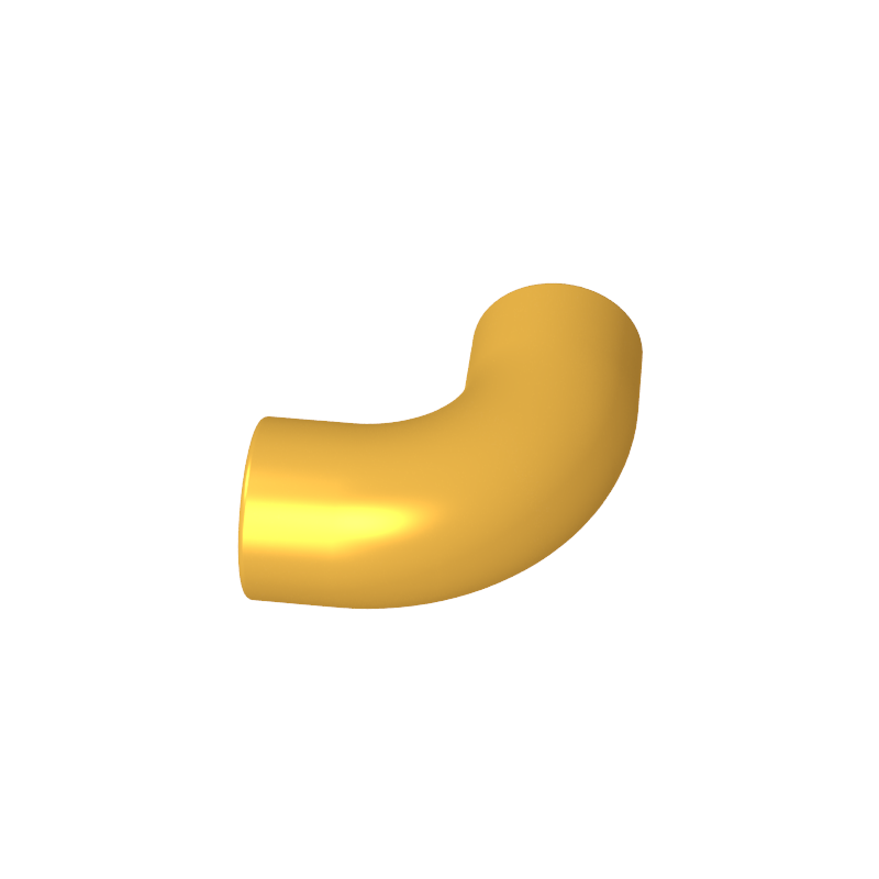 25214 | Brick, Round Tube 1 x 1 d. 90 degrees Elbow Macaroni - No Stud - Type 2 - Axle Hole