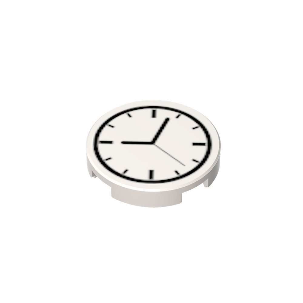 14769p0f | Tile, Round 2 x 2 with Bottom Stud Holder with Clock Pattern
