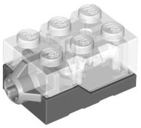 98785 | Electric, Light Brick 2 x 3 x 1 1/3 with Trans-Clear Top and Yellow LED Light (Glows Orange)