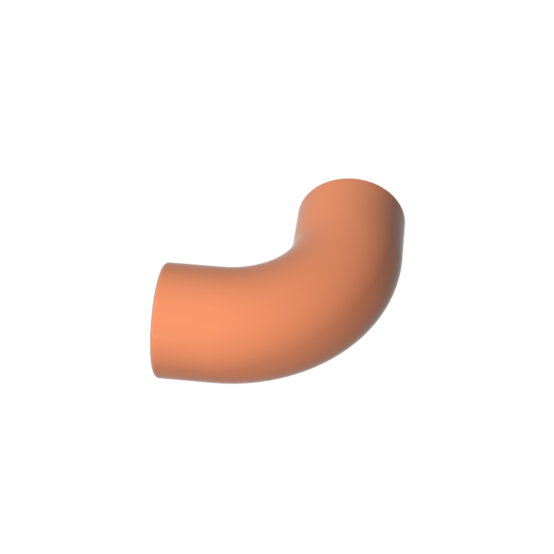 25214 | Brick, Round Tube 1 x 1 d. 90 degrees Elbow Macaroni - No Stud - Type 2 - Axle Hole