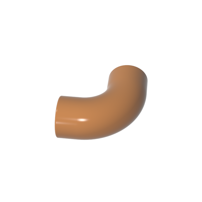 25214 | Brick, Round Tube 1 x 1 d. 90 degrees Elbow Macaroni - No Stud - Type 2 - Axle Hole