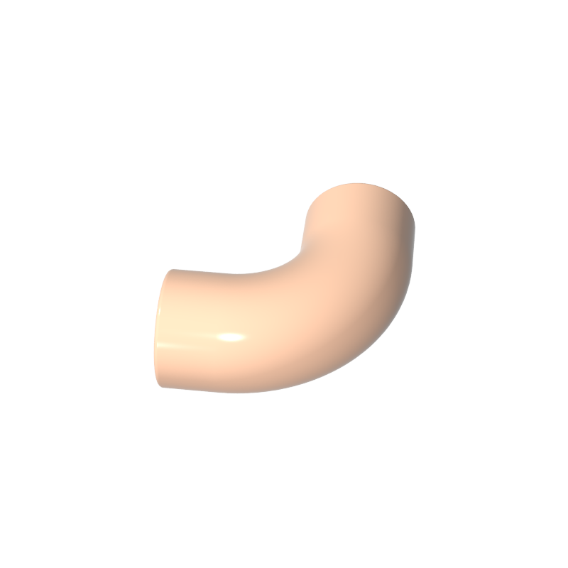 25214 | Brick, Round Tube 1 x 1 d. 90 degrees Elbow Macaroni - No Stud - Type 2 - Axle Hole