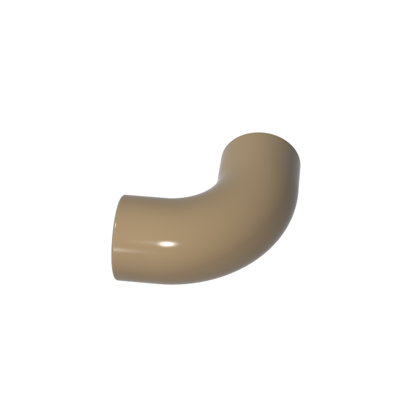 25214 | Brick, Round Tube 1 x 1 d. 90 degrees Elbow Macaroni - No Stud - Type 2 - Axle Hole