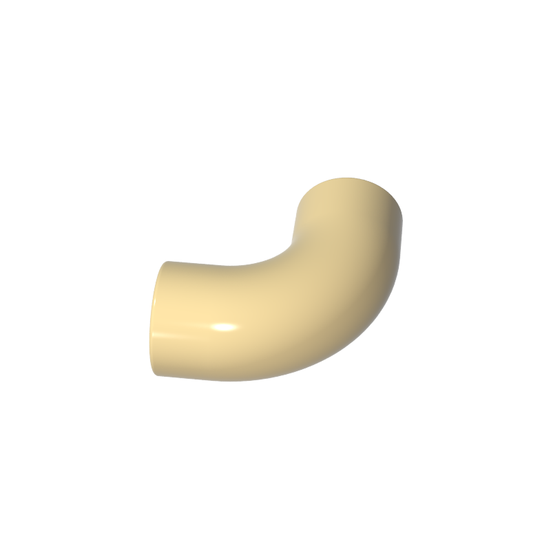 25214 | Brick, Round Tube 1 x 1 d. 90 degrees Elbow Macaroni - No Stud - Type 2 - Axle Hole