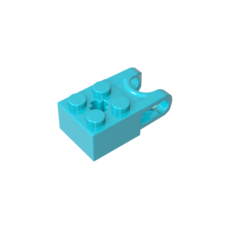 67696 | Technical Brick Modified 2 x 2 with Ball Socket and Axle Hole - Angled Forks with Round Ends and Open Sides