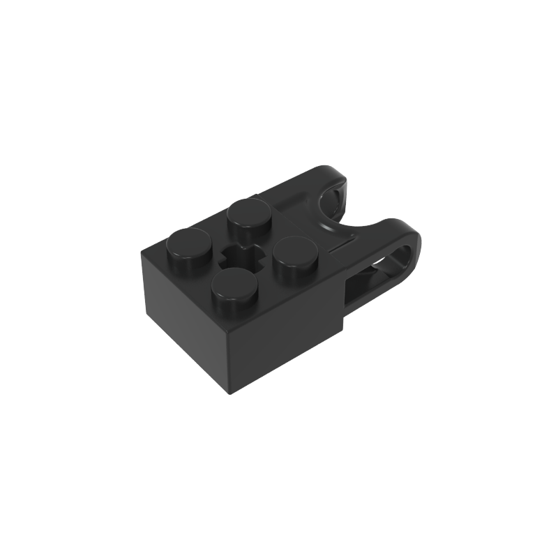 67696 | Technical Brick Modified 2 x 2 with Ball Socket and Axle Hole - Angled Forks with Round Ends and Open Sides