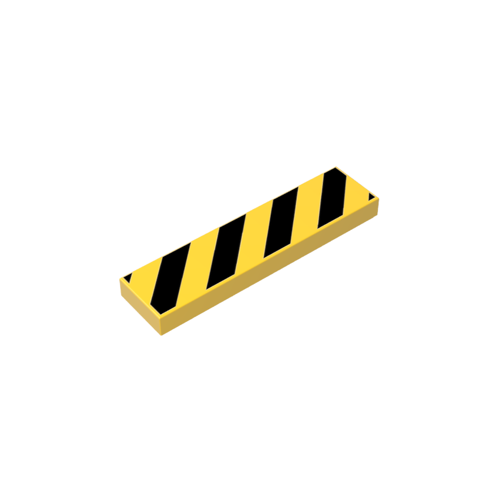 2431p04 | Tile 1 x 4 with Black and Yellow Danger Stripes (Black Corners) Pattern