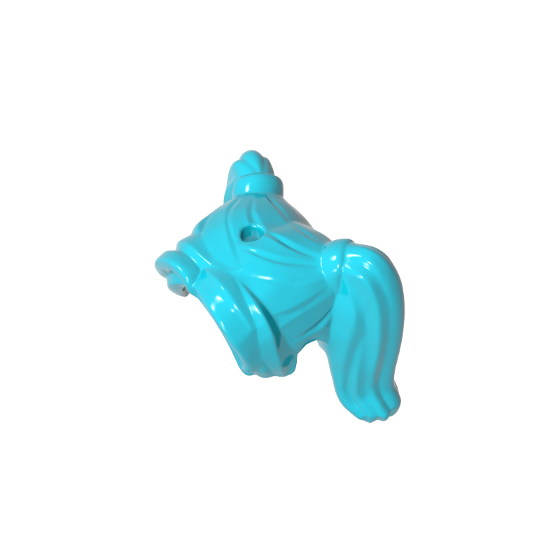 20596 | Hair Female Pigtails High, Long Bangs, Hole on Top