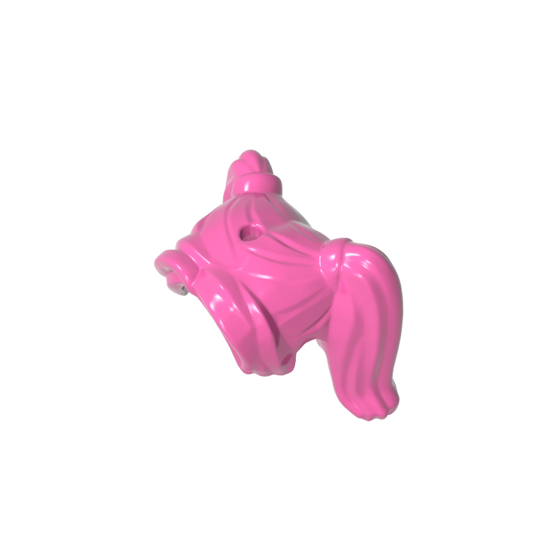 20596 | Hair Female Pigtails High, Long Bangs, Hole on Top