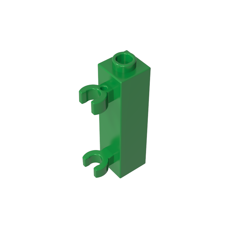 60583b | Brick, Modified 1 x 1 x 3 with 2 Clips (Vertical Grip) - Hollow Stud