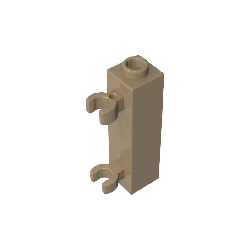60583b | Brick, Modified 1 x 1 x 3 with 2 Clips (Vertical Grip) - Hollow Stud