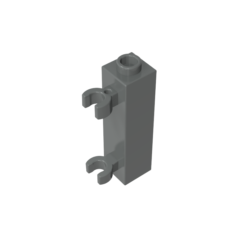 60583b | Brick, Modified 1 x 1 x 3 with 2 Clips (Vertical Grip) - Hollow Stud