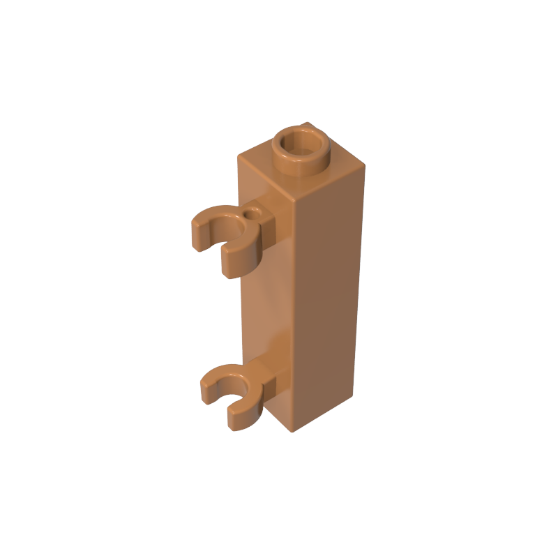60583b | Brick, Modified 1 x 1 x 3 with 2 Clips (Vertical Grip) - Hollow Stud