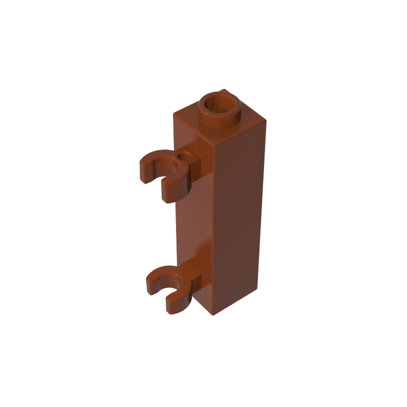 60583b | Brick, Modified 1 x 1 x 3 with 2 Clips (Vertical Grip) - Hollow Stud