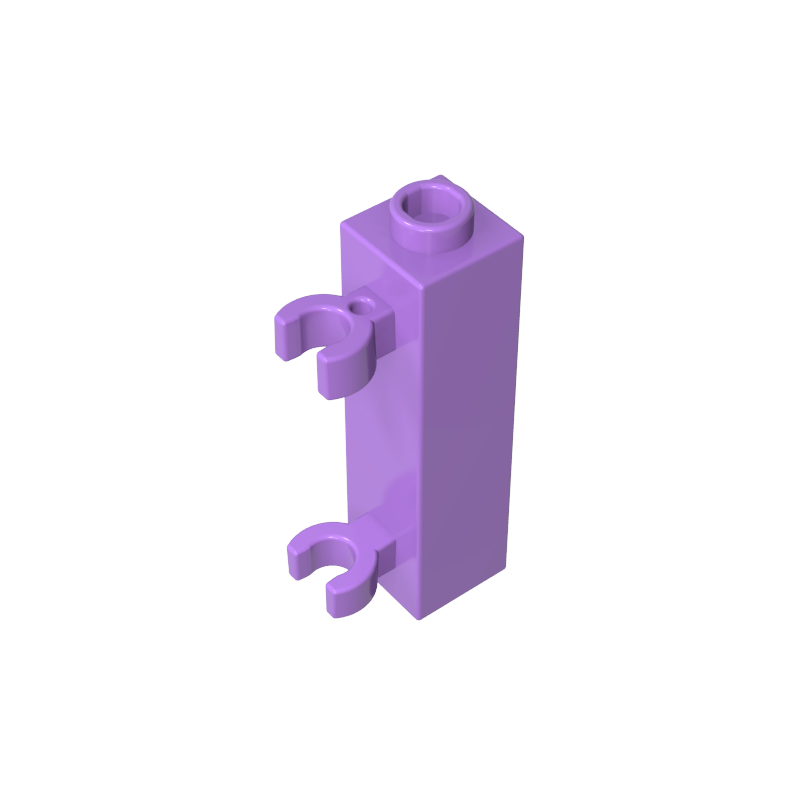 60583b | Brick, Modified 1 x 1 x 3 with 2 Clips (Vertical Grip) - Hollow Stud
