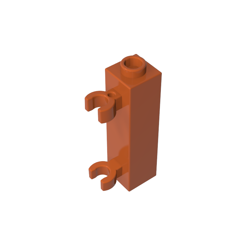 60583b | Brick, Modified 1 x 1 x 3 with 2 Clips (Vertical Grip) - Hollow Stud