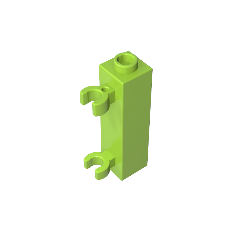 60583b | Brick, Modified 1 x 1 x 3 with 2 Clips (Vertical Grip) - Hollow Stud