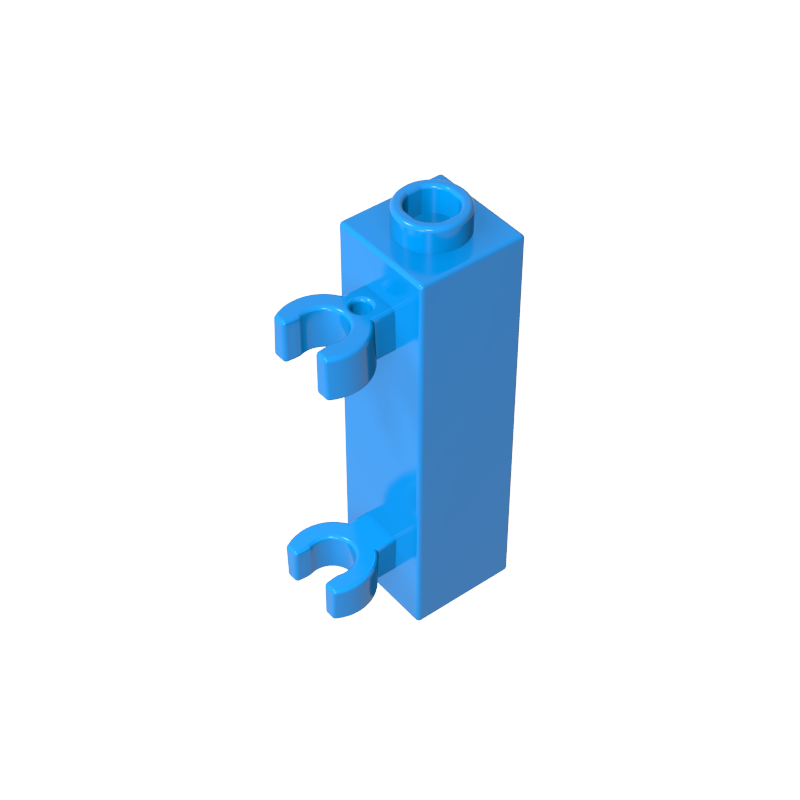 60583b | Brick, Modified 1 x 1 x 3 with 2 Clips (Vertical Grip) - Hollow Stud
