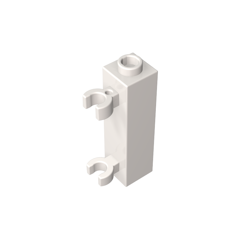 60583b | Brick, Modified 1 x 1 x 3 with 2 Clips (Vertical Grip) - Hollow Stud