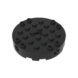 18897 | Brick, Round 6 x 6 with 4 Side Pin Holes and Center Hole