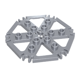 64566 | Technical Plate Rotor 6 Blade with Clip Ends Connected (Water Wheel) - Hollow Studs