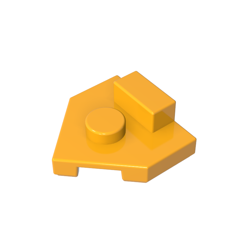 27928 | Wedge, Plate 2 x 2 Pentagonal with Center Stud and 1 x 1/2 Raised Tab on Top