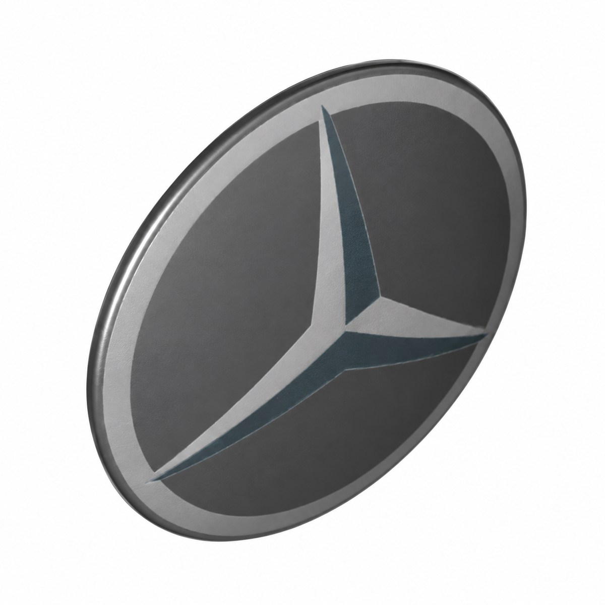 21100 | Minifigure, Shield Circular / Round Convex Face with Silver Mercedes-Benz Logo Pattern